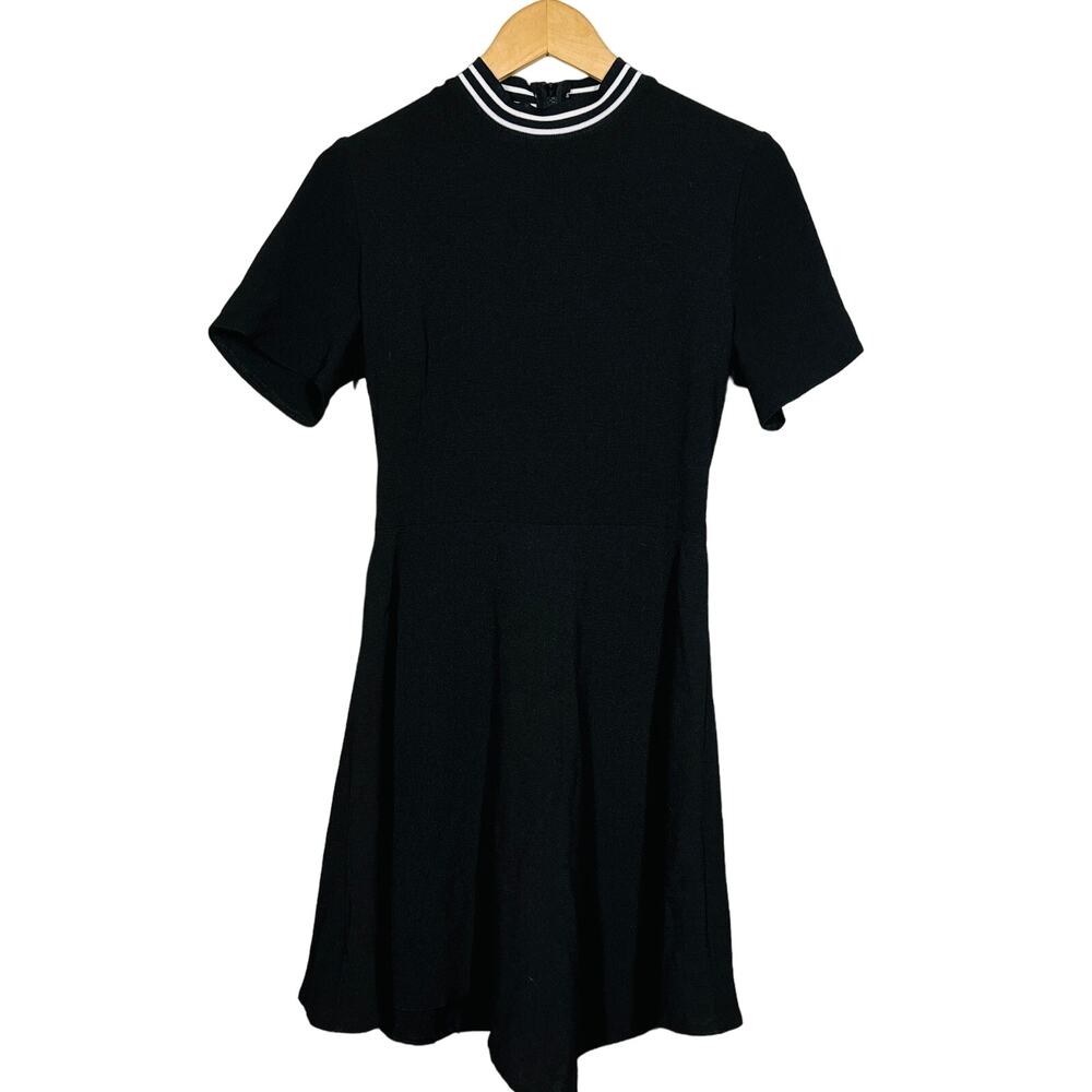 Collusion Open Back Jersey Dress Knee Lngth Black Casual Short Sleeve - 6